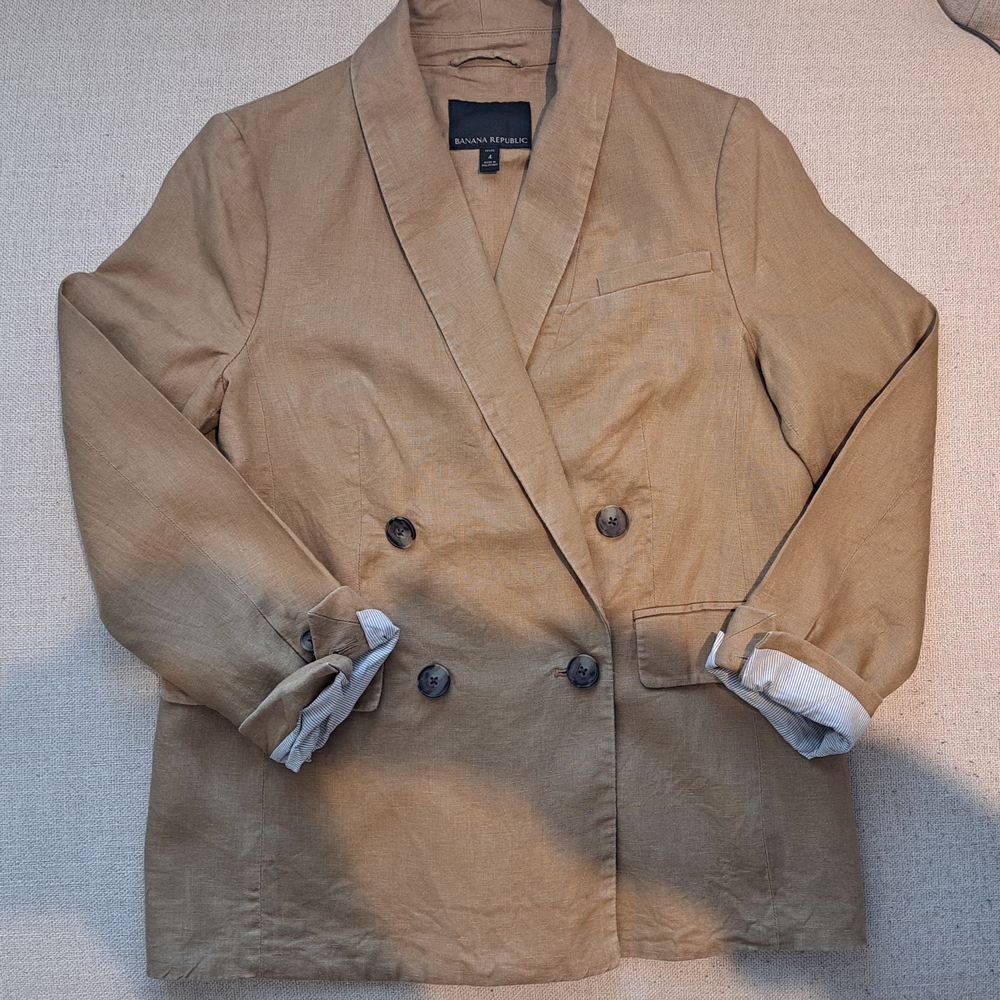 Banana Republic Tan Double-Breasted Blazer